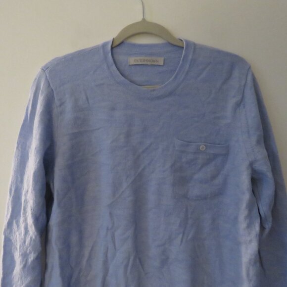 OUTERKNOWN Palisades Pocket Button Crew Merino Wool Sweater in Pale Blue Size L - Picture 3 of 15